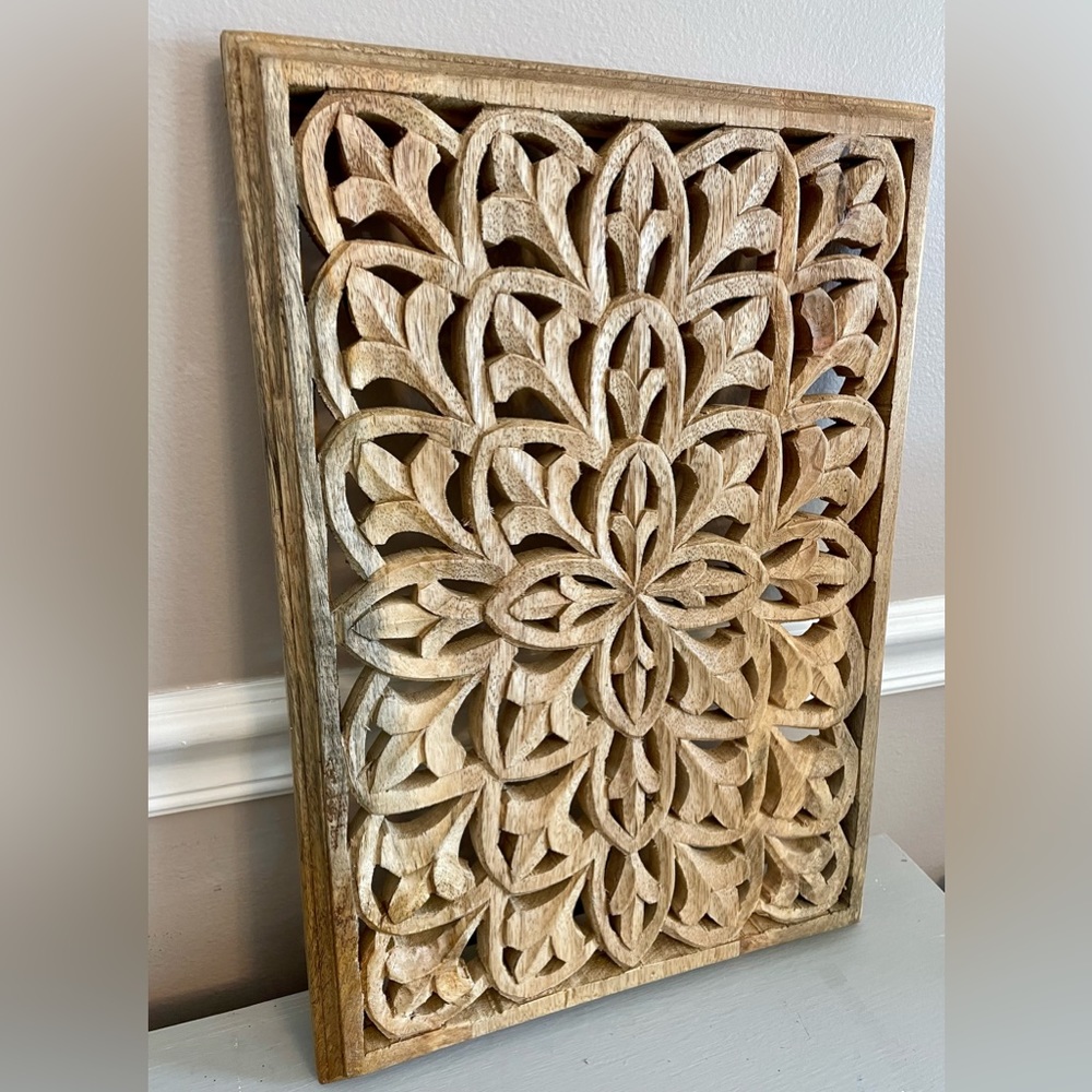 Decorative Carved Wood Hanging Panel
